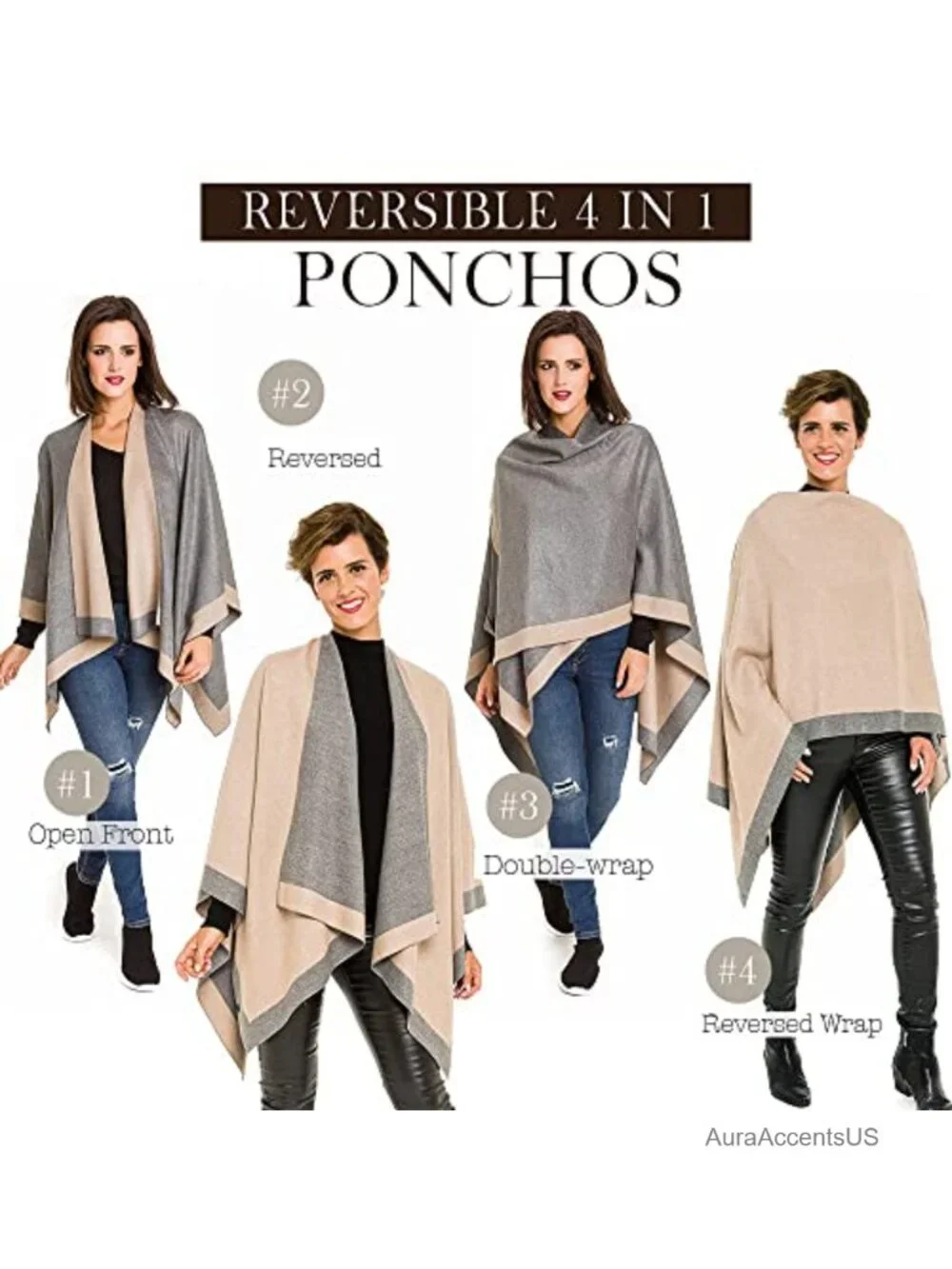 Viscose from Bamboo Shawl Wrap Poncho Ruana Cape Open Front Travel Sweater